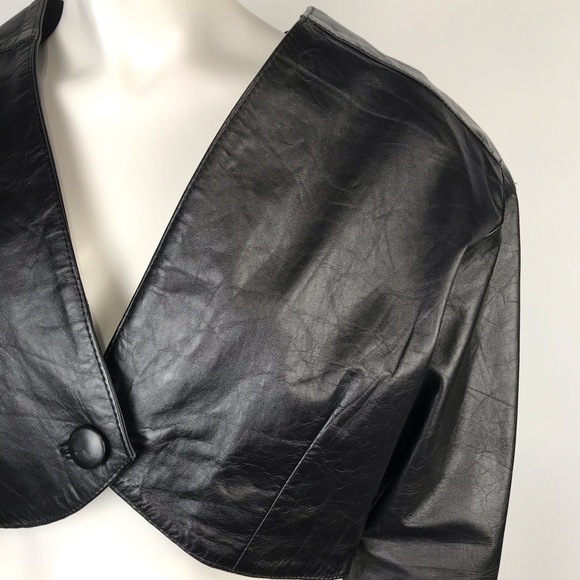 Code Nouveau Jacket Vintage Crop Top 100% Leather - Picture 5 of 8